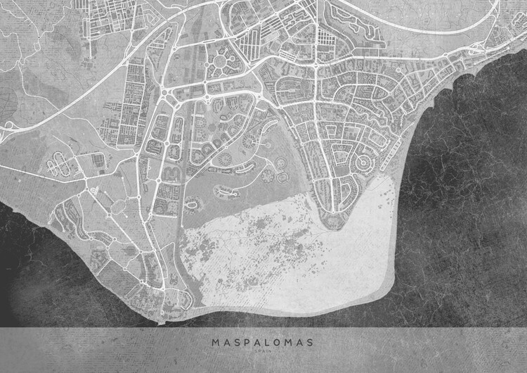 Papier peint Gray vintage map of Maspalomas