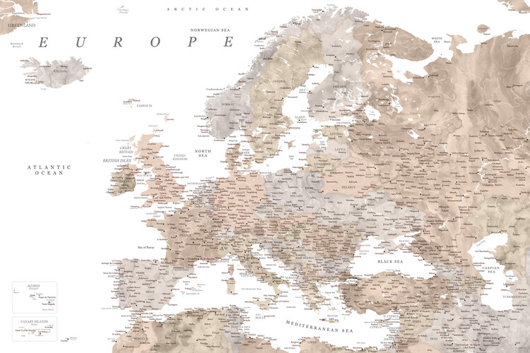 Poster Mappa Europa da Grattare Cartina Geografica Europea Mappamondo  54x70cm