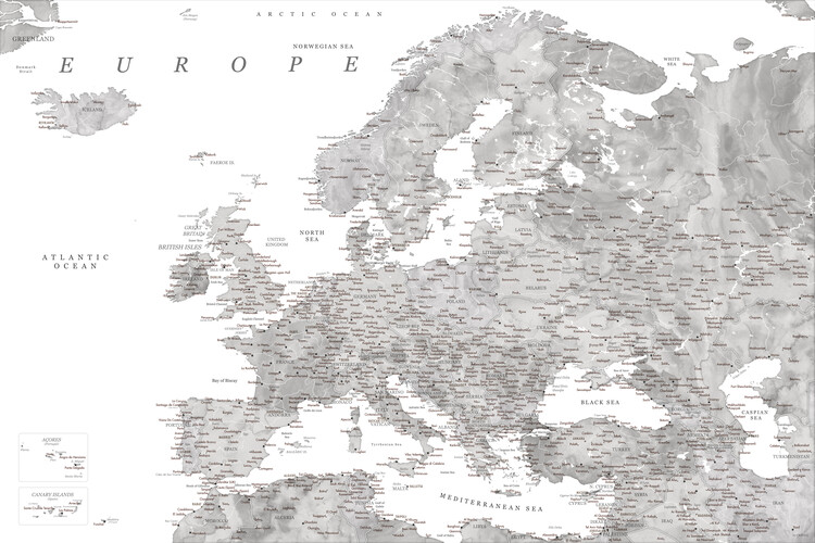 Carte Europe politique et Union Européenne - Poster 100x100 cm