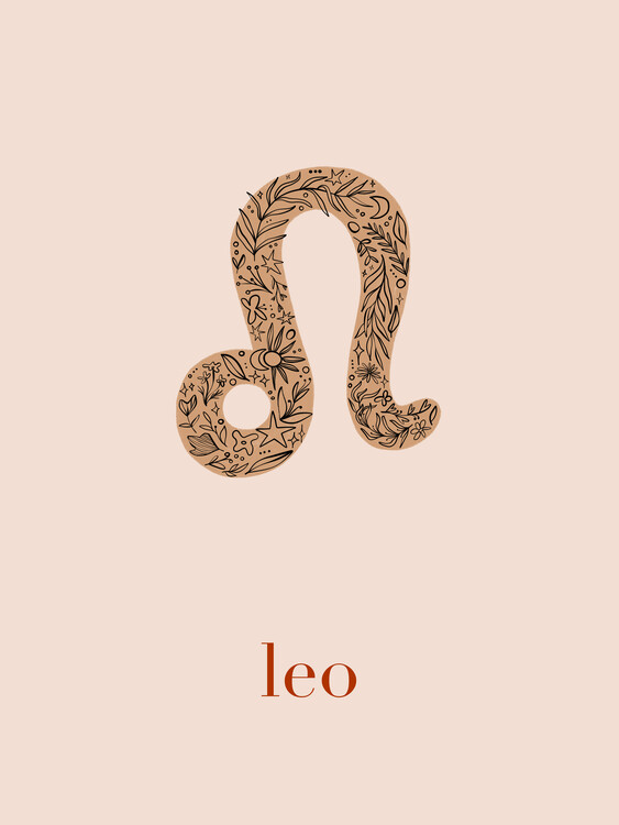 Ilustração Zodiac - Leo - Floral Blush