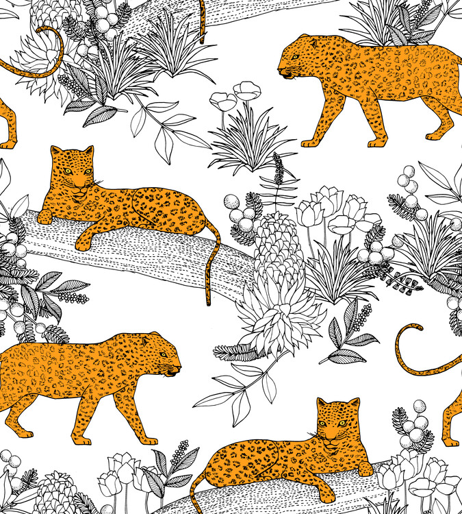 Ilustração Serengeti Leopards - White