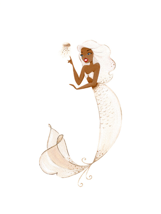 Illustration Fantom Fifi Art - Mermaid - Champagne