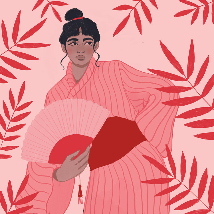 Illustration Veronika Grenzebach - Lady with a fan