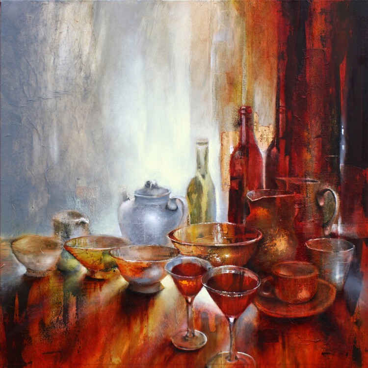 Obraz na plátně Still life with a grey teapot