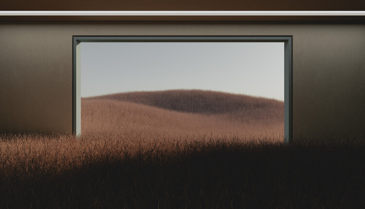 Art Photography Dark room in the middle of brown cereal field series  1