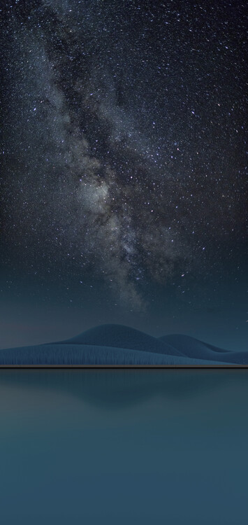 Astrophotography picture of 3D landscape with milky way on the