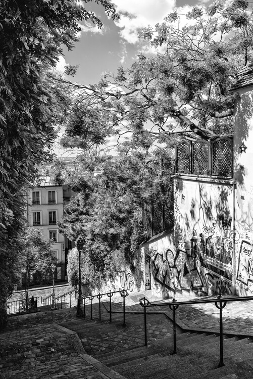 Tableau Paris noir et blanc - Affiche Montmartre vintage