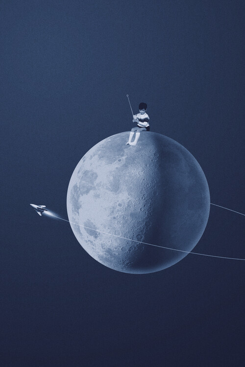 Ilustrace Moon boy, Maarten Léon, 26.7x40 cm