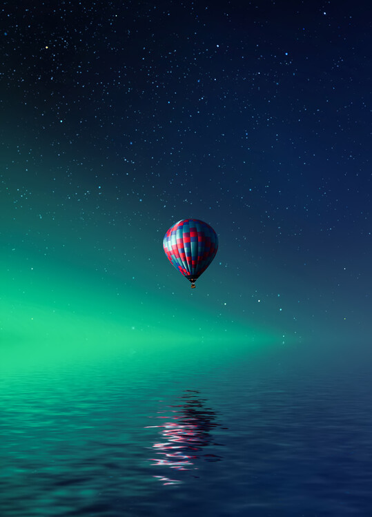 Valokuvataide Balloon on lake Batllava