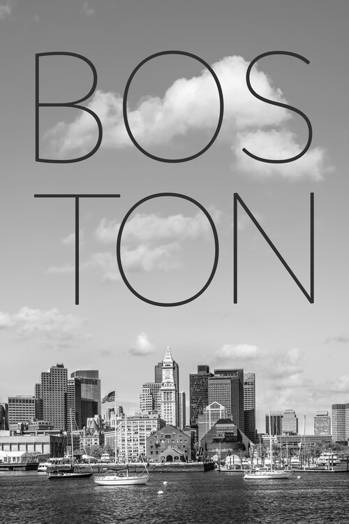 Fotografia artystyczna BOSTON Skyline North End & Financial District | Text & Skyline
