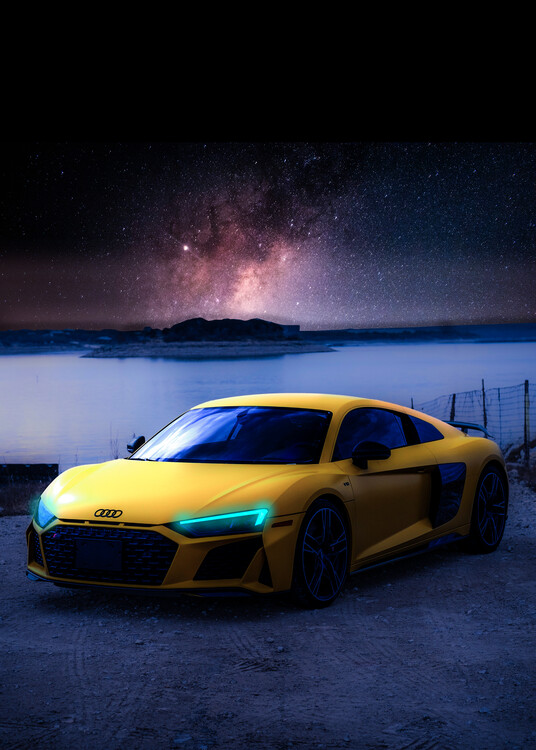 Ilustrace Yellow Car in the dark