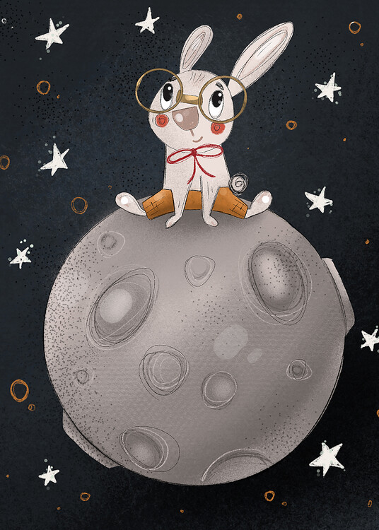Illusztráció Rabbit on the moon