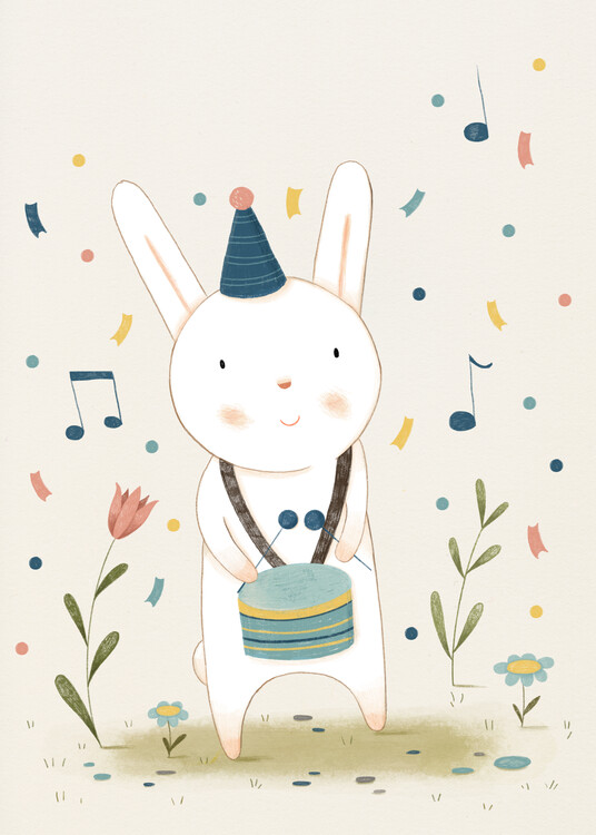 Canvas Print Judith Loske - Musical rabbit