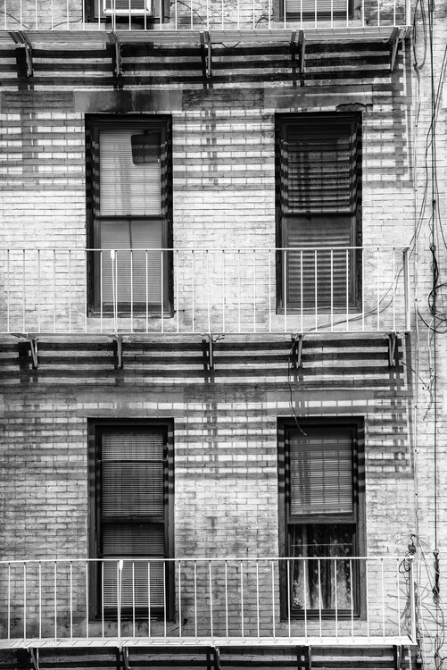 Art Photography Black Manhattan - NY Building Facade