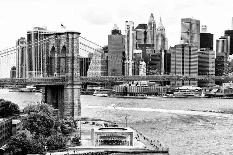 Art Photography Black Manhattan - The Brooklyn Bridge