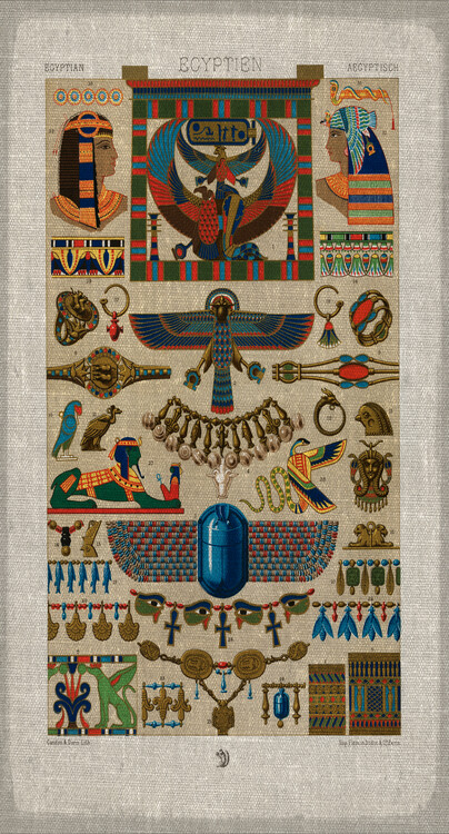 Illustration Digitally Enhanced And Reproduced Ancient Egyptian Artwork For Wall Decoration.