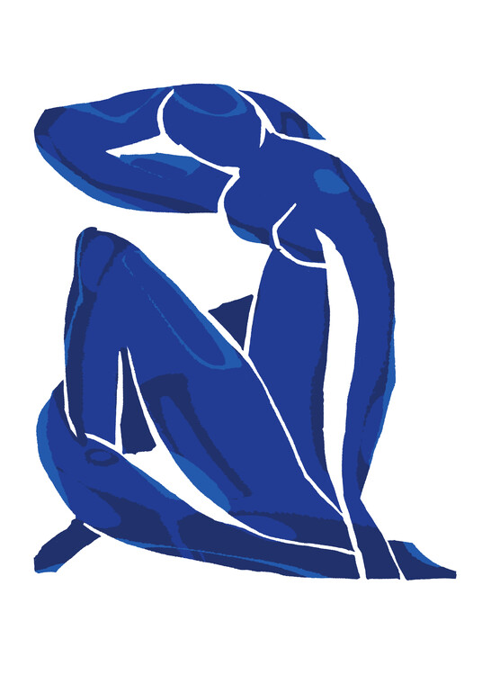 Illustration Abstract Blue Nude Woman