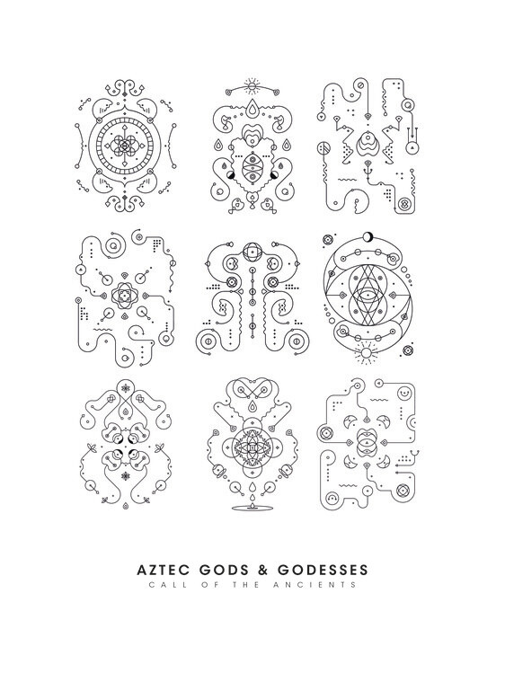 Ilustracja Aztec Gods & Godesses