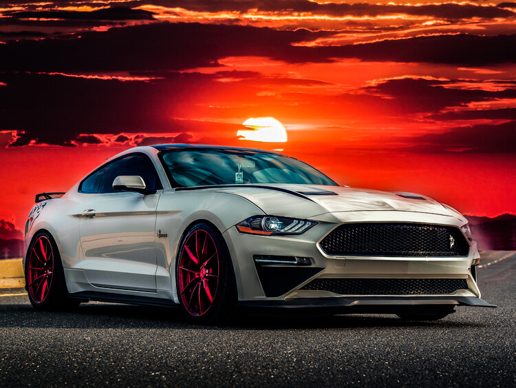 Umjetnički plakat Mustang Car Auto in Sunset