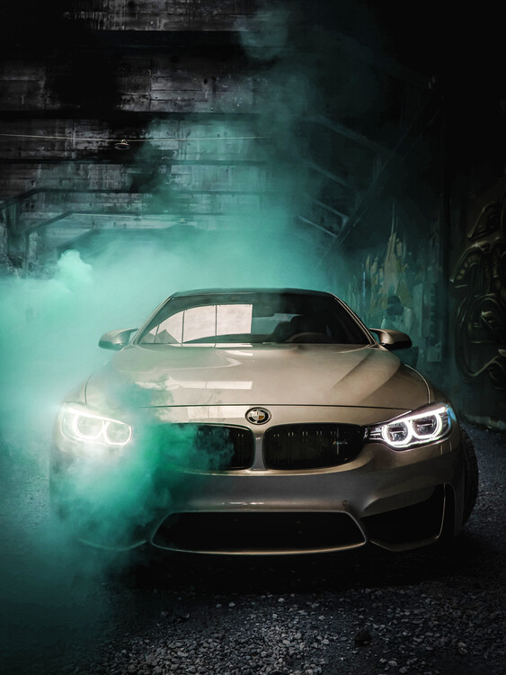 Wallpaper Mural Sport Car Auto with Smoke