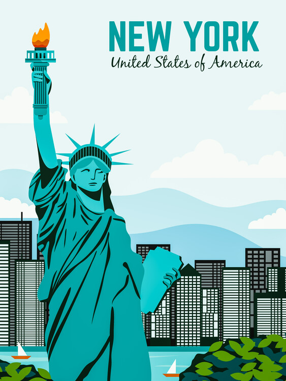 Illustration New York City Liberty Statue