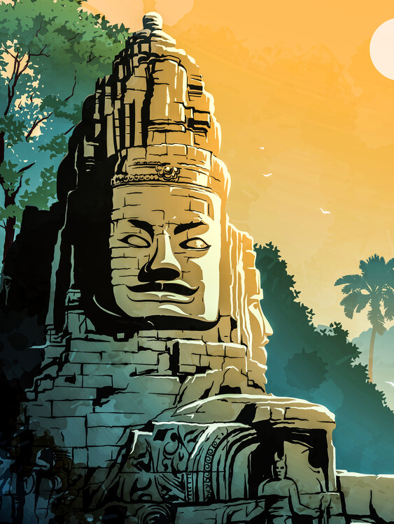 Illustration Travel Maya Statue