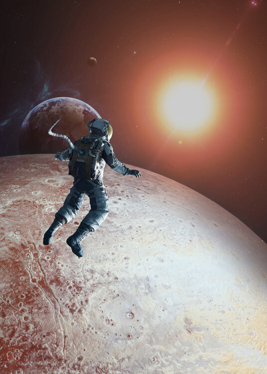 Ilustração Astronaut floating in outer space