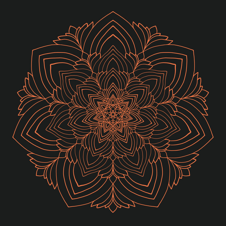 Cool Mandala with 8 big petals and vegetal patterns, From the gallery :  Mandalas