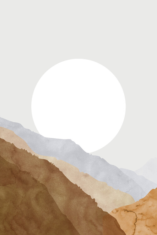 Ilustração Boho moon and mountains