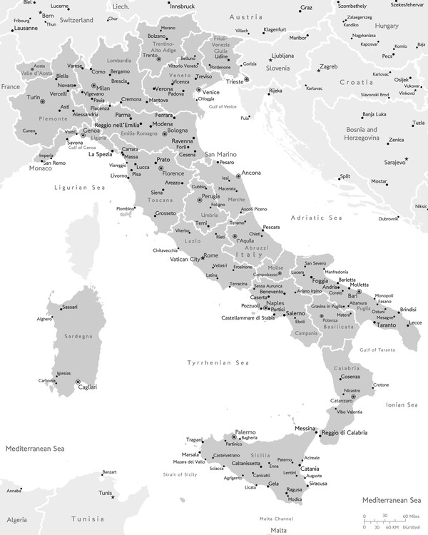 Detailed Map Of Italy With Cities