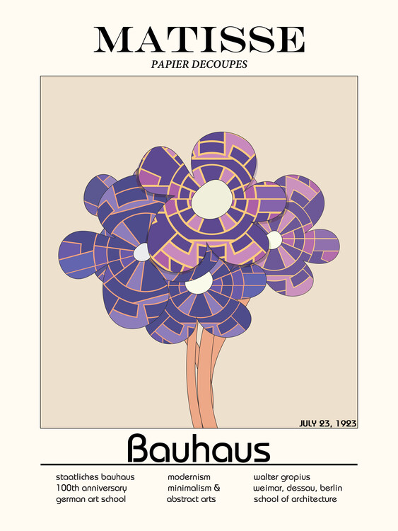 Ilustração Geometric abstract flower with Matisse and Bauhaus papier decoupes
