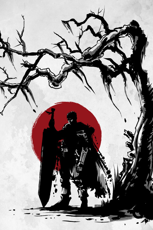 Art Poster Black swordsman under the sun