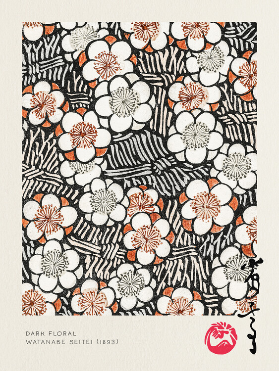 Konsttryck Dark Floral - Watanabe Seitei