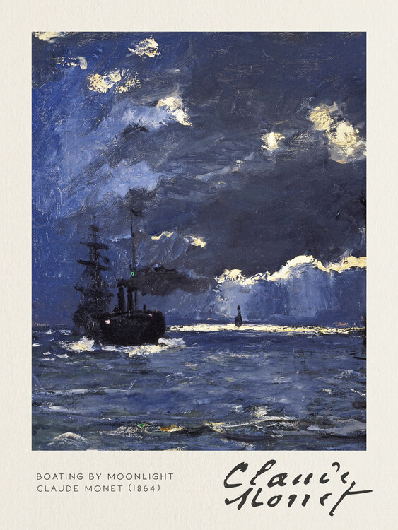 Taidejäljennös Boating by Moonlight - Claude Monet