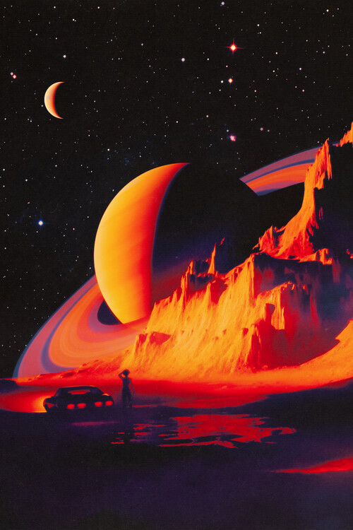 Illustration How Did I End Up Here? - Retro-Futuristic Space Landscape