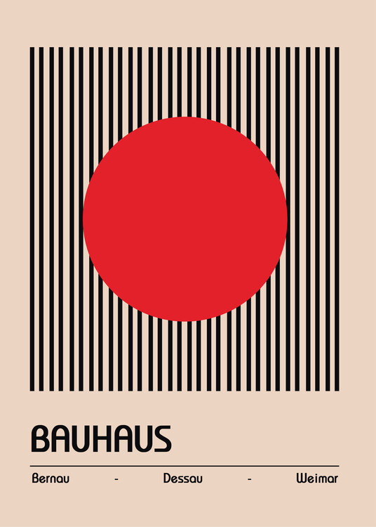 Bauhaus Poster on Canvas - Geometric Eyes on mustard background