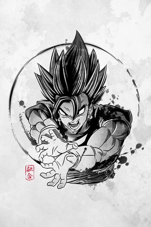 Goku Young Songoku Dragon Ball DBZ Anime drawing black and white | Art  Board Print