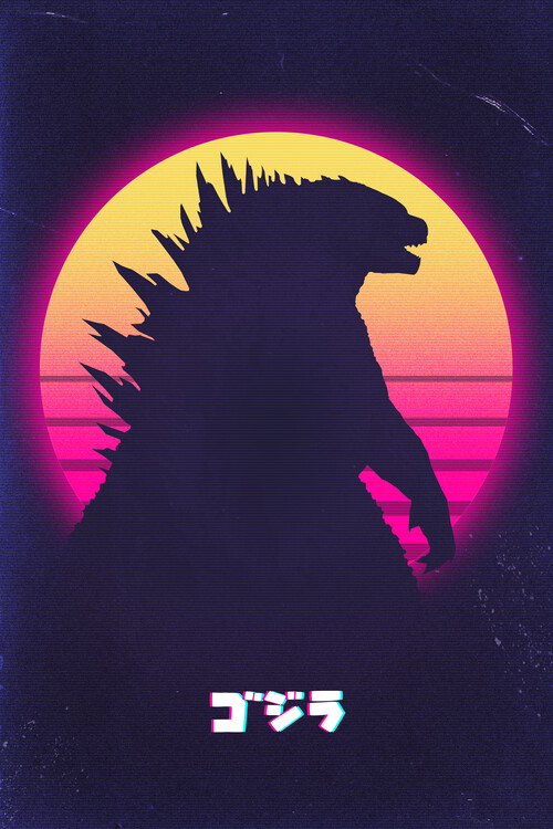 Konsttryck Kaiju in retro