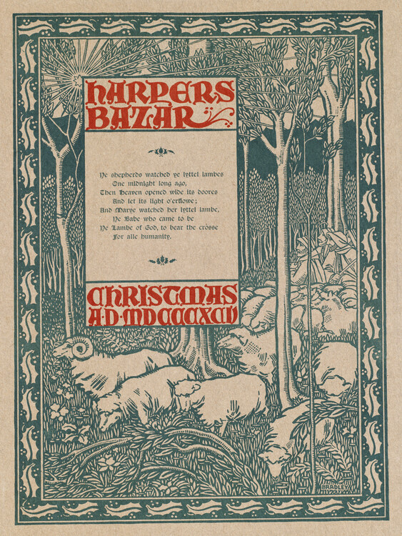 Ilustracja Harper's Bazar Christmas Advert 1895 (Vintage Magazine)