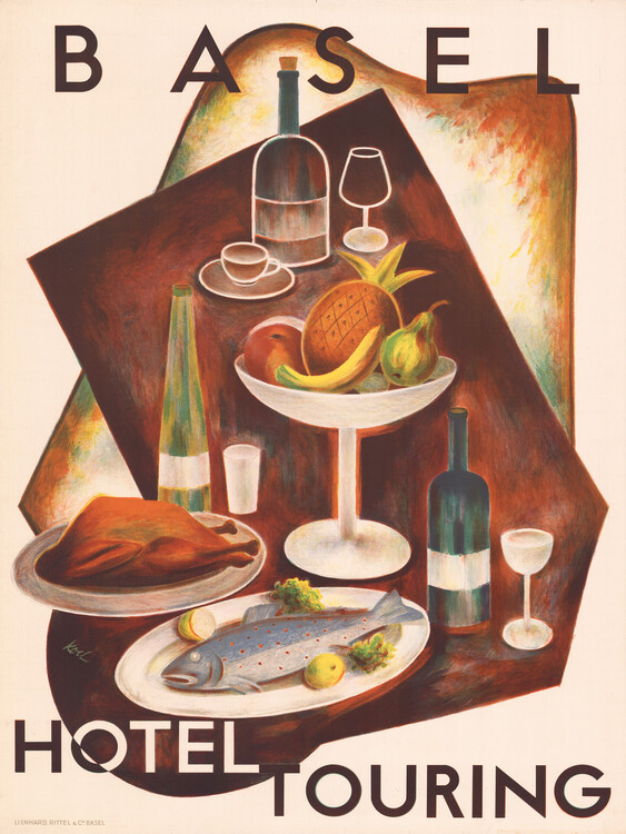 Reprodukcija umjetnosti Basel Hotel Touring Advert (Vintage Kitchen & Dining)