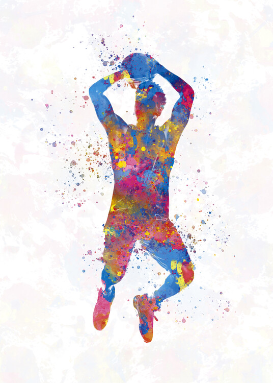 Umělecký tisk Basketball player in watercolor