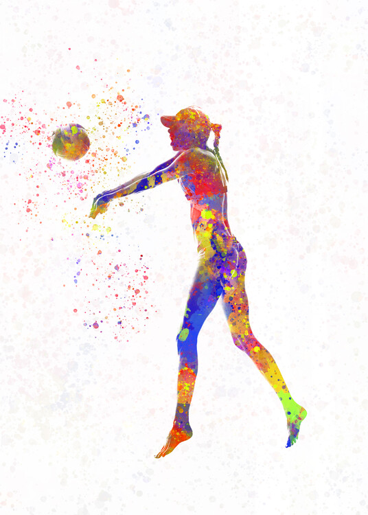 Obraz na plátně Watercolor volleyball player