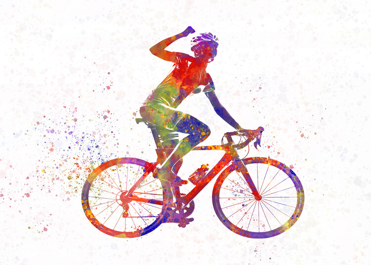 Art Poster cyclist in watercolor