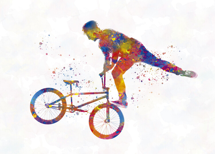 Umetniški tisk Watercolor bmx biker