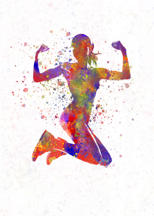 Billede på lærred female fitness-bodybuilding in watercolor