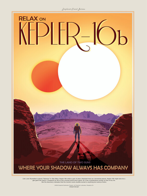 Stampa artistica Relax on Kepler 16b (Retro Intergalactic Space Travel) NASA