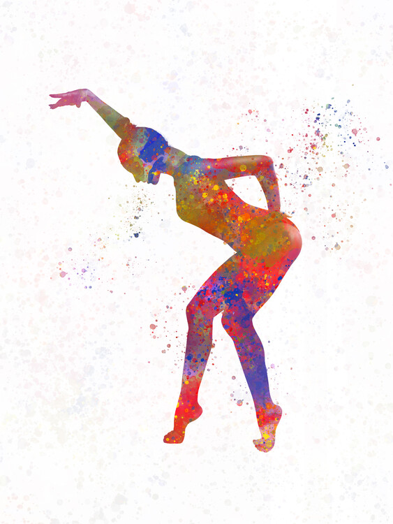 Obraz na plátně Rhythmic gymnastics in watercolor
