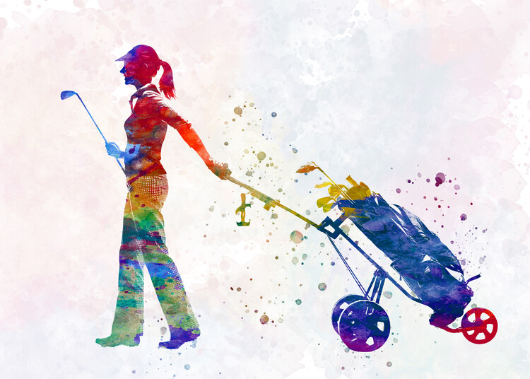 Art Poster Golf player in watercolor
