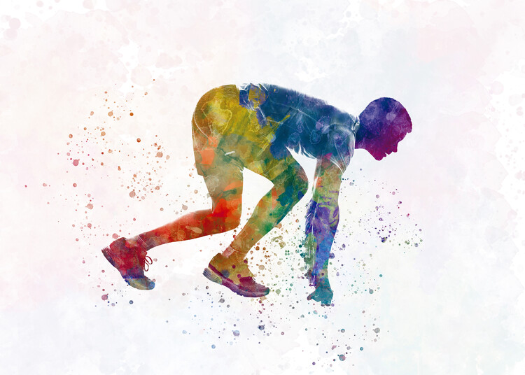 Konsttryck Athletic runner in watercolor