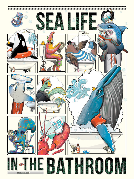 Ilustração Sea Life in the Bathroom